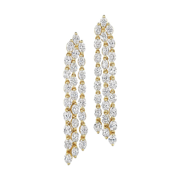 Dangle Oval Diamond Earrings - 1