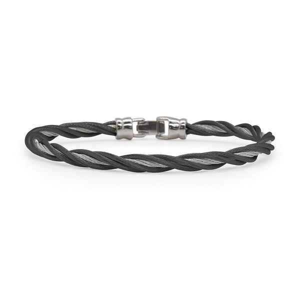 Black & Grey Cable Double Twist Bracelet - 1