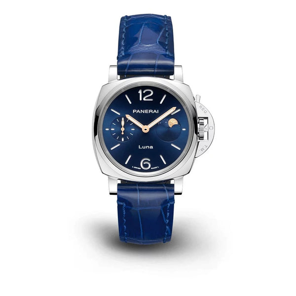 Blue Alligator Luminor Due Luna Watch - 1