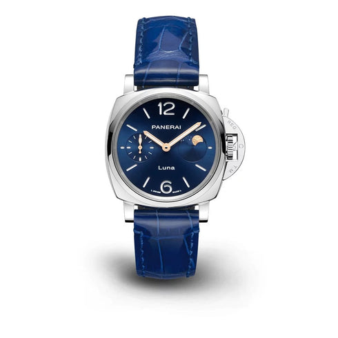 Blue Alligator Luminor Due Luna Watch - 1