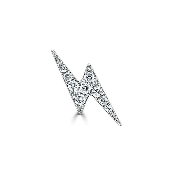 14k Gold with Diamonds Lightning Bolt Single Stud Earring - 1