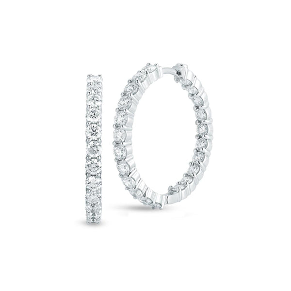 Small Inside Outside Diamond Hoop Earrings - 1