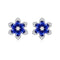 Flower Pave Stud 15mm Diamond And Blue Sapphire Earrings - 1