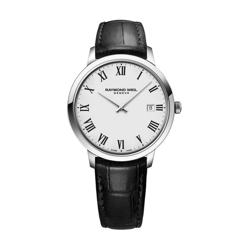 Toccata Classic Mens White Dial Quartz Black Leather Watch - 1