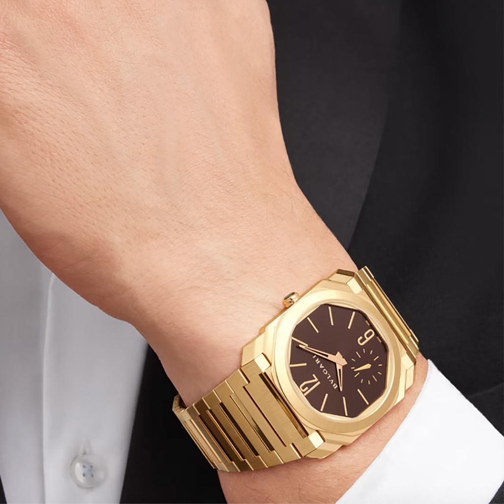 BVLGARI 18k Rose Gold Octo Finissimo Chronograph GMT Brown Dial