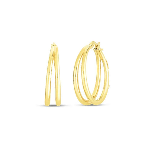 Graduated 30mm Thin Double Hoop Earrings - 1