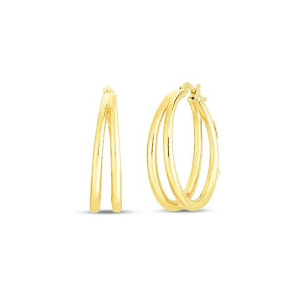 Graduated 30mm Thin Double Hoop Earrings - 1