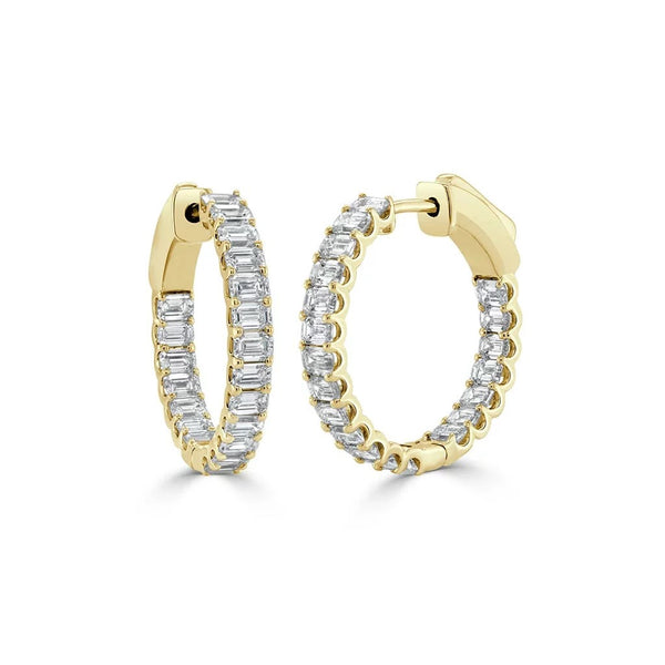 Emerald-Cut Diamond Hoop Earrings - 1