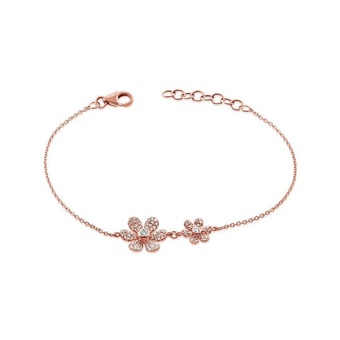 Diamond Double Flower Bracelet - 1