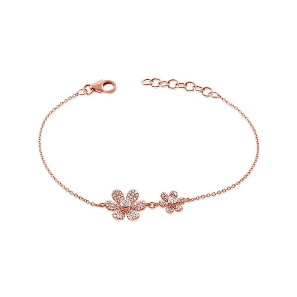 Diamond Double Flower Bracelet - 1