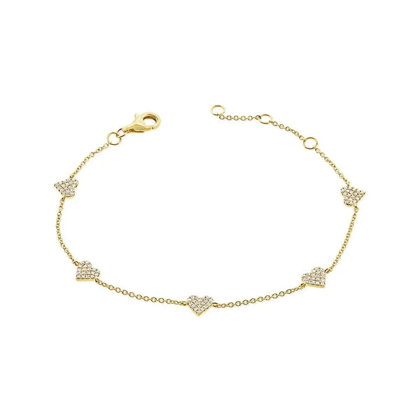 Diamond Heart Station Bracelet - 1