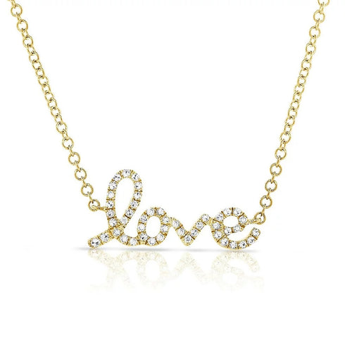 Love In Cursive Letters 0.26in Diamond Pendant - 1