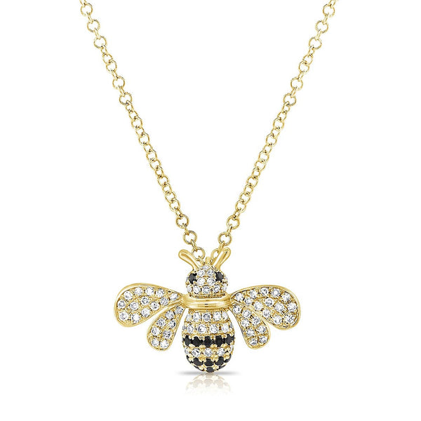 Bee Pave Diamond And Black Diamond Pendant - 1