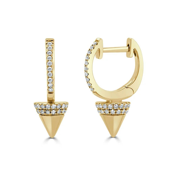 Diamond Spike Drop Huggie Earrings - 1