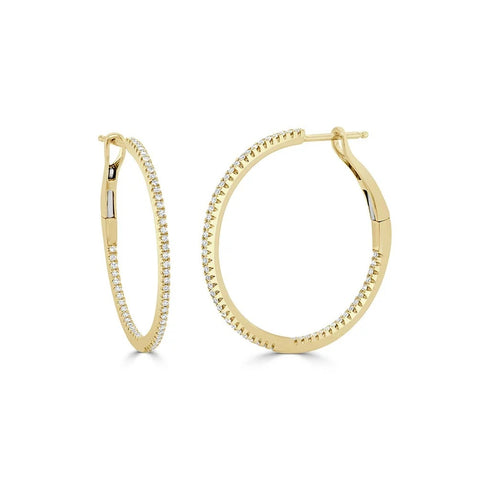 Hoop 1in Diamond Earrings - 1