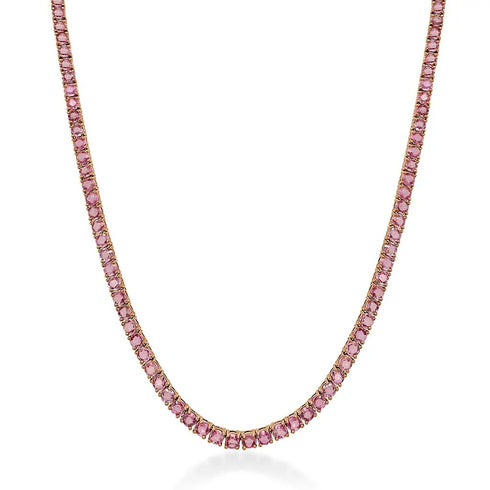 Pink Sapphire Tennis Necklace - 1