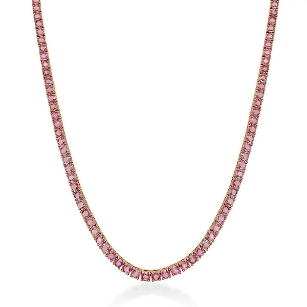 Pink Sapphire Tennis Necklace - 1