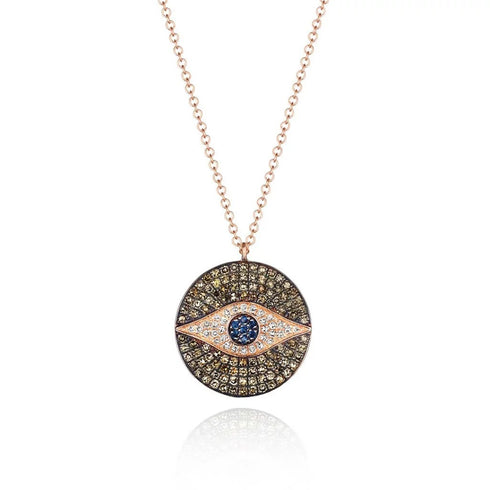 Evil Eye And Champagne Diamond Pendant - 1