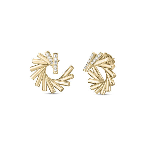 Gold Domino Diamond Curl Earrings - 1