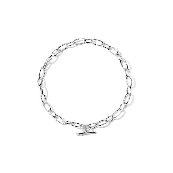 Faceted Oval 19 Link Necklace in Sterling Silver - 1