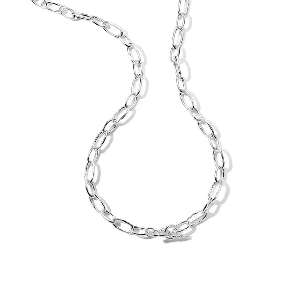 Faceted Oval 35 Link Necklace in Sterling Silver - 1