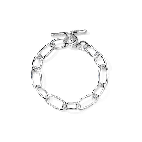 Faceted Oval Link Bracelet in Sterling Silver - 1