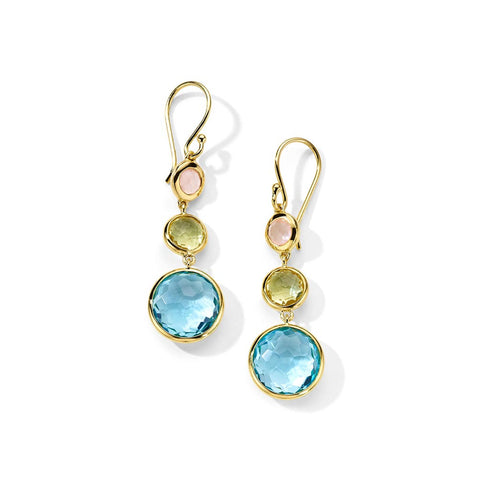 Small 3-Stone Drop Earrings - 1