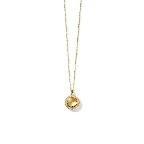 Honey Citrine Mini Pendant Necklace With Diamonds - 1