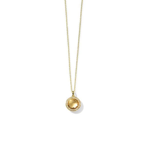 Honey Citrine Mini Pendant Necklace With Diamonds - 1
