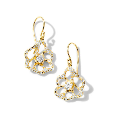Small Flora Drop Earrings With Diamonds - 1