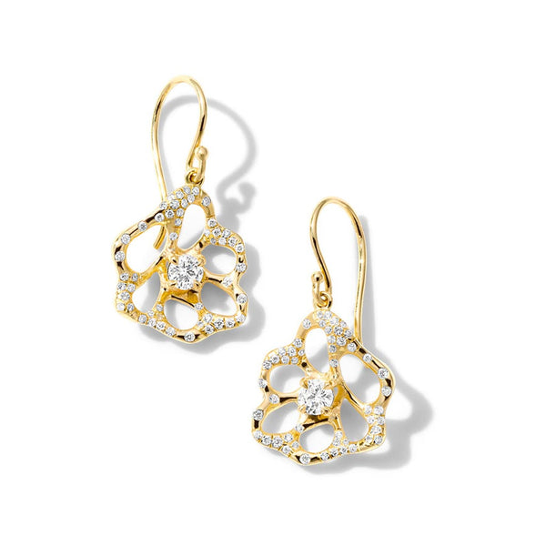 Small Flora Drop Earrings With Diamonds - 1