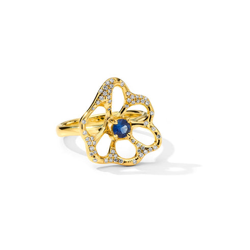 Medium Flora Ring With Diamonds - 1