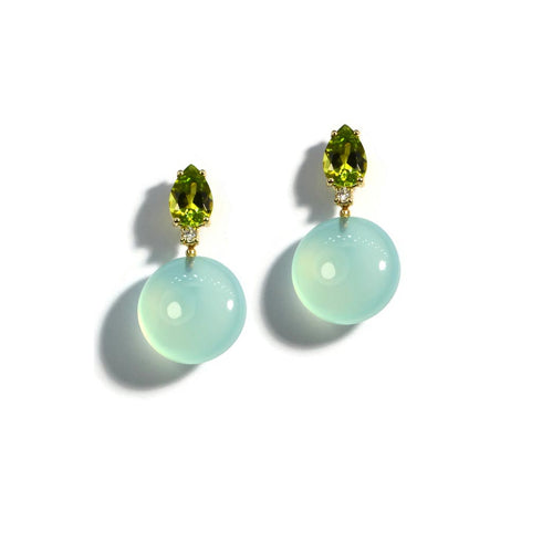 Bonbon Drop With Peridot And Aqua Chalcedony Earrings - 1