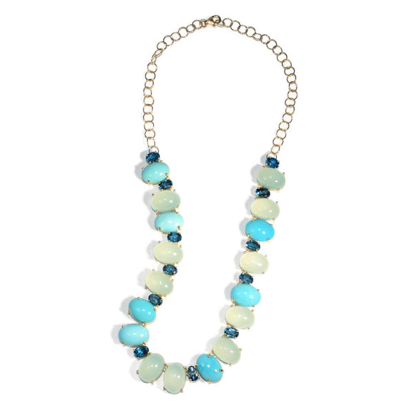 Bonbon With Chalcedony Turquoise And London Blue Topaz Necklace - 1
