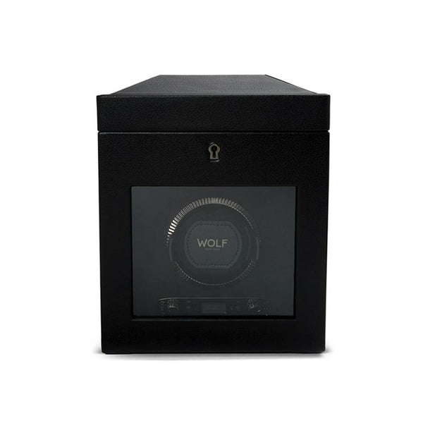 Black British Racing Single Watch Winder With Storage - 1
