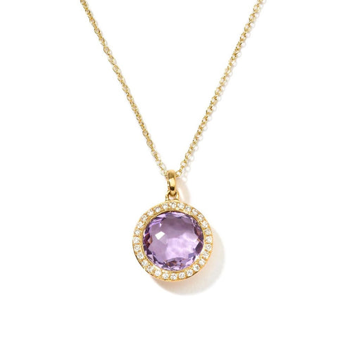 Small Amethyst Pendant Necklace With Diamonds - 1