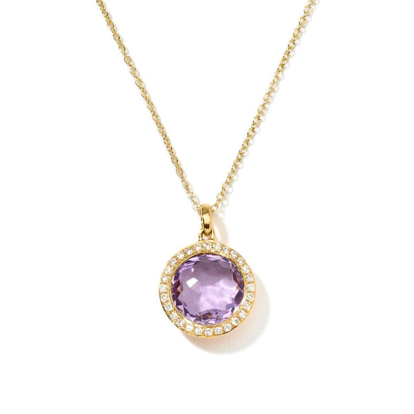 Small Amethyst Pendant Necklace With Diamonds - 1
