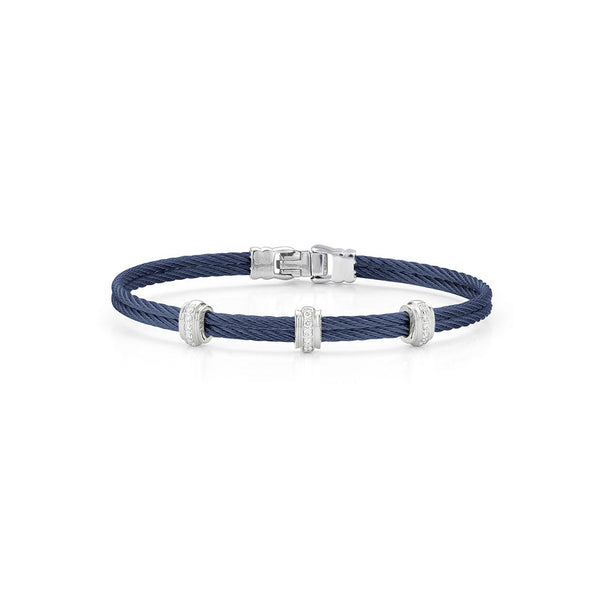Blueberry Cable with Triple Diamond Stations Bracelet - 1