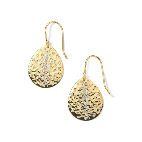 Crinkle Teardrop Earrings With Diamonds - 1