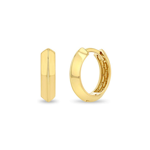 Knife Edge Hinge Huggie Hoops - 1