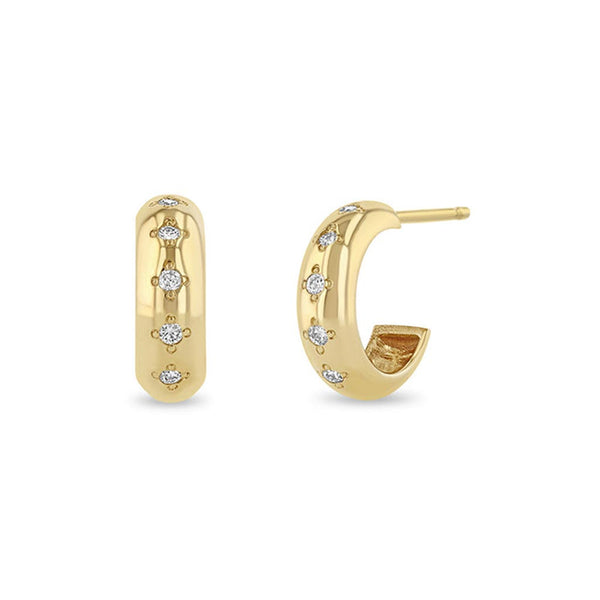 5 Diamond Chubby Huggie Hoops - 1
