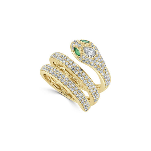 Wrap Snake Emerald And Diamond Ring - 1