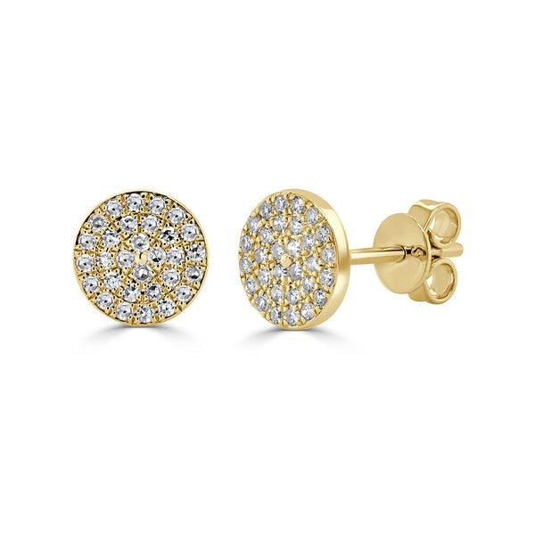 Disc Pave Stud Diamond Earrings 0.17ctw - 1