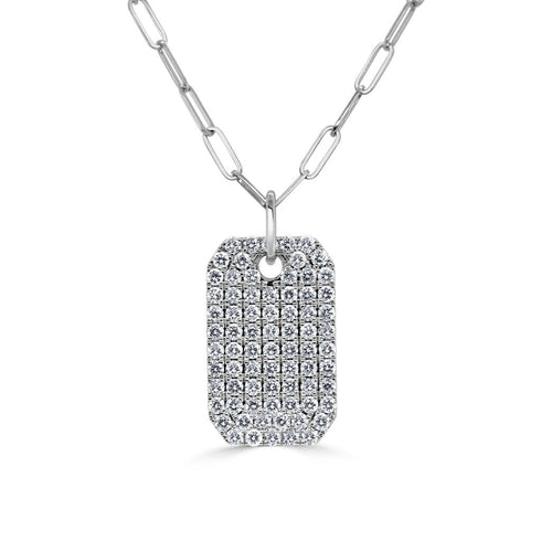 Diamond Pave Dog Tag Necklace - 1