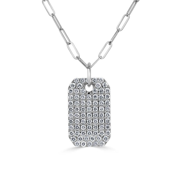Diamond Pave Dog Tag Necklace - 1