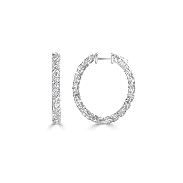 Diamond Oval Pave Hoop - 1 Earrings - 1