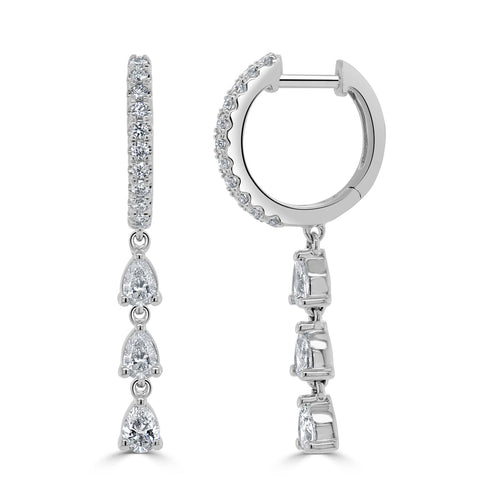 Pear-Shape Diamond Drop Huggie Earrings - 1
