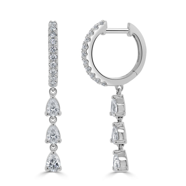 Pear-Shape Diamond Drop Huggie Earrings - 1