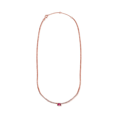Pink Sapphire & Diamond Necklace - 1