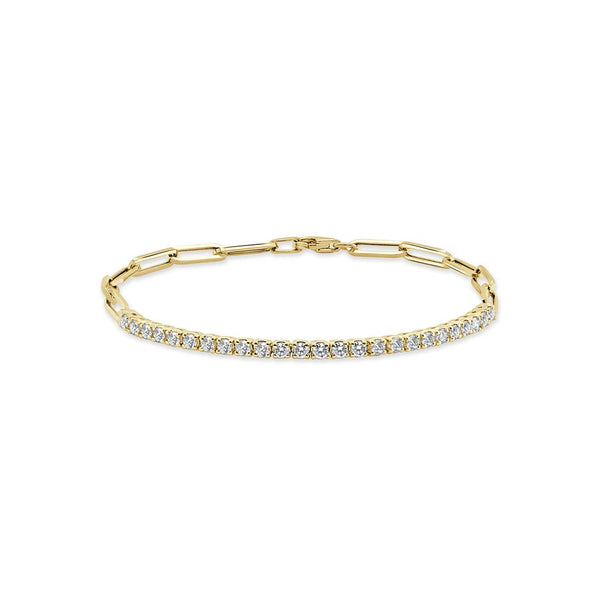 Diamond Paperclip Link Bracelet - 1